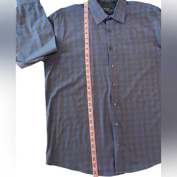 Kenneth Cole Reaction Button Down Dress Shirt Purple Brown Size 17 Regular Fit - Picture 9 of 11